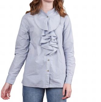 A Shirt Thing Chloe Poplin Top In Blue