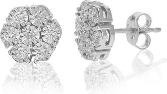Vir Jewels 1/2 cttw Round Cut Lab Grown Diamond Stud Earrings.925 Sterling Silver Prong Set Push Backs
