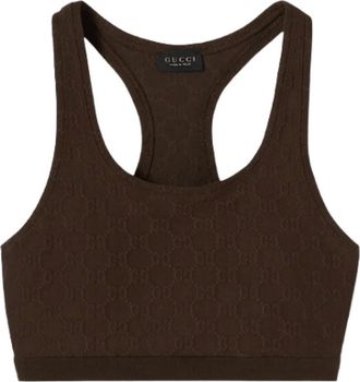 Gucci Tops, Dames, Bruin, S, GG Jersey Jacquard Top