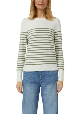 s.Oliver Rundhalspullover S.OLIVER, Damen, Gr. 34, gr&uuml;n stripe, Obermaterial: 72% Viskose, 28% Polyester, gestreift, regular fit taillenbedeckt, Rundhals, Ripp