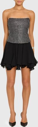 Amanda Uprichard Airess Mini Dress In Black Silver
