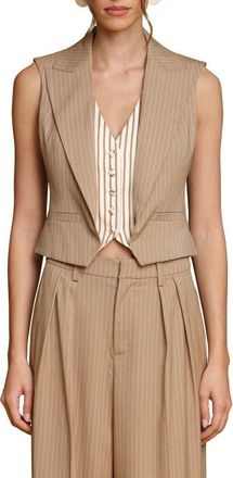 Avec Les Filles Pinstripe Layered Vest in Camel Pinstripe at Nordstrom, Size Medium