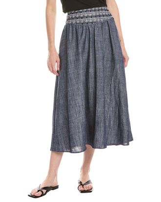 NVLT Nvlt Linen-Blend Embroidered Skirt