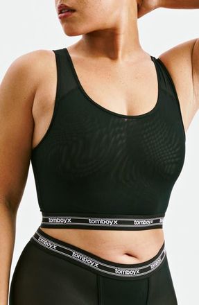 TomboyX Powermesh Longline Bralette in Black at Nordstrom, Size 2X