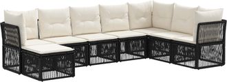 vidaXL Conjunto De Sof&aacute;s De Jard&iacute;n 8 Uds. Negro Rat&aacute;n Sint&eacute;tico Vidaxl