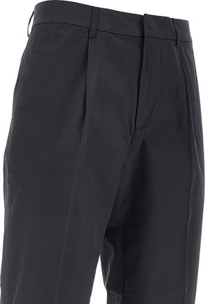 Emporio Armani Pleated Cotton Chino Trousers - Navy