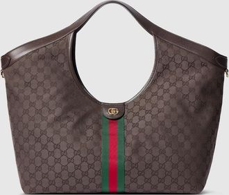 Gucci Giglio Large Tote Bag, Brown, GG Canvas
