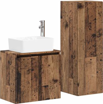vidaXL Juego De Muebles De Ba&ntilde;o 2 Uds. Madera Envejecida Vidaxl