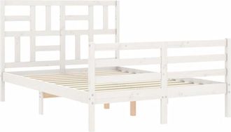 vidaXL Bed Frame with Headboard White 120x200 cm Solid Wood Vidaxl