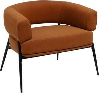 Sweeek Sill&oacute;n de tela con respaldo curvo y patas de metal, terracotta