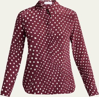 Stella McCartney Polkadot Silk Satin Button-Down Shirt