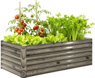 OUTSUNNY Jardinera Exterior Grande Rectangular De Acero Galvanizado Con Base Abierta, Para Cultivar Plantas, Resistente A La Intemperie 180x90x57,5 Cm