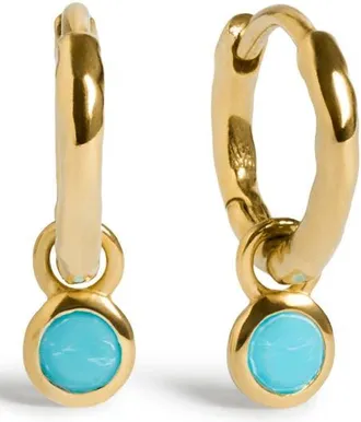 Monica Vinader Birthstone Huggie Hoop Earrings in 18K Gold Vermeil/turq at Nordstrom