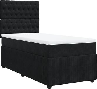vidaXL Cama Box Spring Con Colch&oacute;n Terciopelo Negro 100x200 Cm Vidaxl