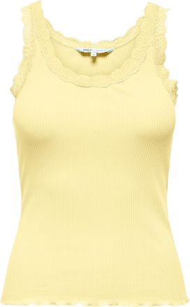 Only Tanktop ONLY ONLSARA - Tanktop mit Spitzendetail am Ausschnitt, Damen, Gr. L, beige (double cream), Jersey, Obermaterial: 94% Baumwolle, 6% Elasthan, 