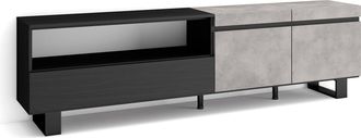 Skraut Home Skraut Home - Mueble Tv, Televisi&oacute;n, Muebles De Sal&oacute;n, Almacenaje, 200x57x35cm, Para Tv Hasta 80, Dise&ntilde;o Industrial, Estilo Moderno, Gris Cemento