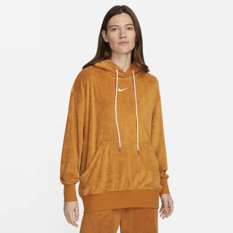Nike Womens Nike Sportswear Oversized Terry Pullover Hoodie in Brown | DV7824-754