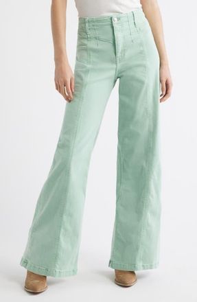 Free People Libre Front Yoke Wide Leg Jeans in Cameo Green at Nordstrom, Size 24
