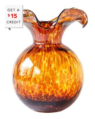 Vietri Vietri Hibiscus Glass Brown Tortoiseshell Medium Fluted V With $15 Credit