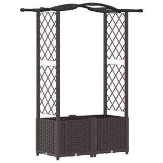 vidaXL Cama Elevada Con Trellis Y Techo Marr&oacute;n 125 X 40 X 138 Cm Pp Vidaxl