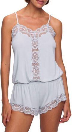 Eberjey Marry Me Dreamer Jersey Knit Teddy Romper in Ice Blue at Nordstrom, Size X-Small