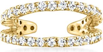 RS Pure by Ross-Simons Diamond 2-Row Single Ear Cuff in 14kt Yellow Gold