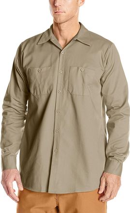 Red Kap Mens Wrinkle Resistant Cotton Work Shirt, Khaki, XXXL Tall