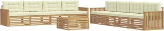 vidaXL Conjunto De Sof&aacute;s De Exterior 9 Uds. Blanco Y Crema Poli&eacute;ster Vidaxl
