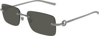Gucci Gg 1703S 001 Zonnebrillen - Heren - Zonnebrillen - Grijs - 55 MM - Accessoires
