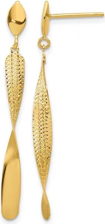 Diamond2Deal 14K Yellow Gold Textured Post Drop Dangle Earrings