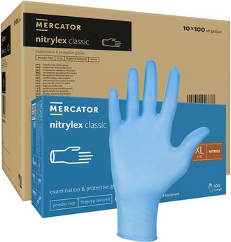 OEM Guantes De Nitrilo Xl Azul Mercator Nitrylex Classic 100 Piezas Caja 10 Unidades