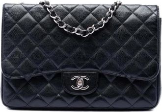 Chanel Pre-owned Classic Jumbo Single Flap - Dames - Vintage Schoudertas - Zwart - ONE Size - Leer - Vintage