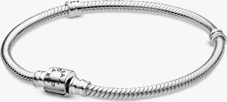 Pandora Moments Sterling Silver Barrel Clasp Snake Chain Bracelet, Size 18