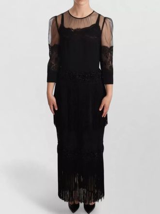 Dolce & Gabbana sheer floral lace crystal maxi dress