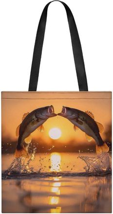 Generic Bass Fish Fishing Tote Bag for Women Men Shoulder Bags Purses Pouch Handbags