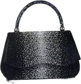 Generic Elegant Evening Clutch Bag with Crystal Rhinestone Design, Sparkly Handbag for Women, Party Wedding Formal Events, Available in Black, Red, Green, Sil