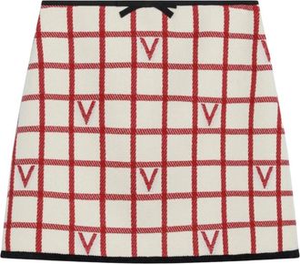 Valentino Garavani Check Skirt With Vlogo - Dames - Korte rokken - Veelkleurig - XS - Katoen - Rokken