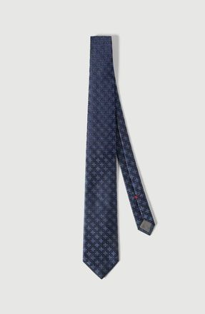 Brunello Cucinelli Silk tie with geometric floral pattern in Navy Blue at Nordstrom