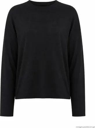 Aragona Black Round-Neck Cotton Knit Top