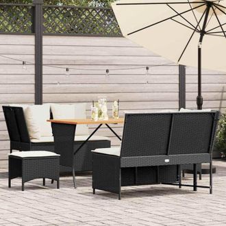 vidaXL Vidaxl - Set De Muebles De Jard&iacute;n 5 Pzas Y Cojines Rat&aacute;n Sint&eacute;tico Negro