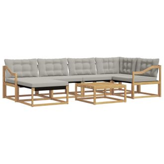 vidaXL Conjunto De Sof&aacute;s De Exterior 7 Pcs Blanco Y Gris Claro Vidaxl