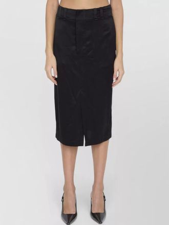 Saint Laurent silk midi skirt high waist pockets slit
