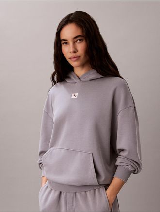Calvin Klein Jeans Calvin Klein Womens Woven Monologo Terry Pullover Hoodie - Grey - XS