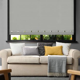 Lewis's Colorado Eyelet Roller Blinds - Grey - 90x165 cm | TJ Hughes