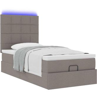 vidaXL Estructura De Cama Otomana Colch&oacute;n Tela Gris Pardo 90x190cm Vidaxl