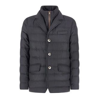 Herno Jassen, Heren, Blauw, M, Wol, Flanellen Donsblazer