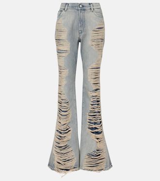 Acne Studios Jeans bootleg de tiro alto desgastados