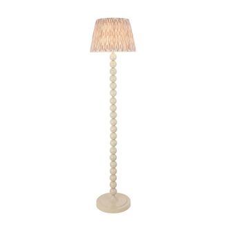 Netlighting Higgledy Gloss Almond White Floor Lamp Fabric Ikat Shade 35cm E27
