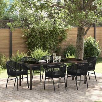 vidaXL Conjunto De Comedor De Jard&iacute;n 7 Pcs Negro Vidaxl
