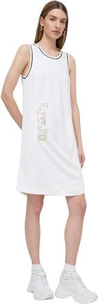 Liu Jo Logo Trim Jurk - Dames - Korte kleedjes - Beige - XS - Kleedjes